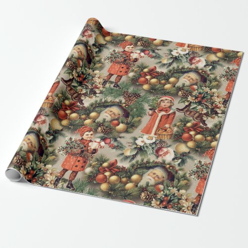 Vintage Victorian Christmas Baubles Wrapping Paper