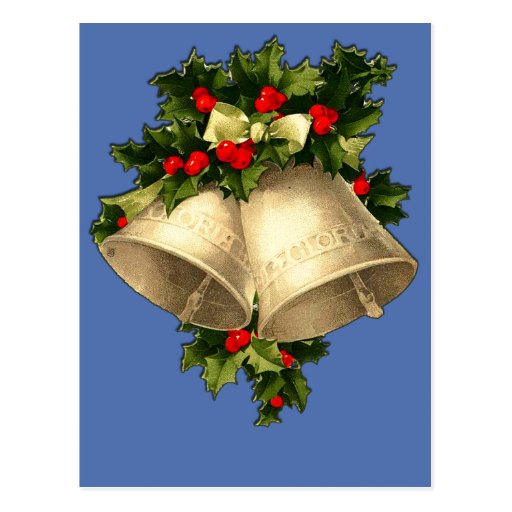 Vintage Victorian Christmas Bells Cards, Stickers Postcard | Zazzle