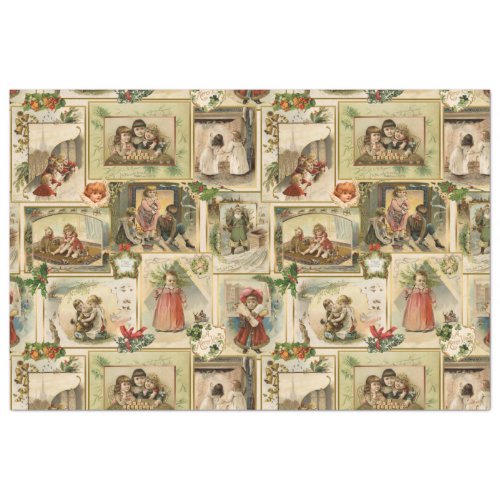 Vintage Victorian Christmas Card Collage Tissue Paper