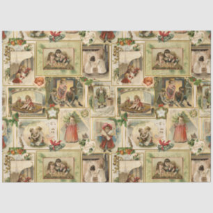 Vintage Victorian Christmas Card Collage Tissue Paper