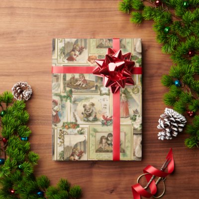 Vintage Victorian Christmas Card Collage