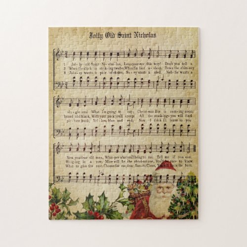 Vintage Victorian Christmas Carol Music Jigsaw Puzzle