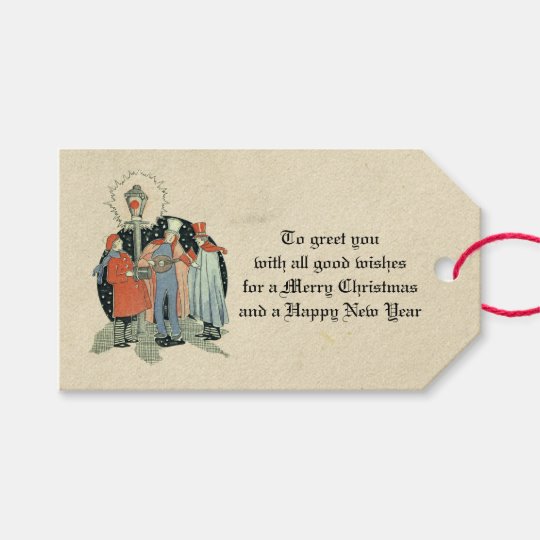 Vintage Victorian Christmas Carolers Holiday Aged Gift Tags | Zazzle.com