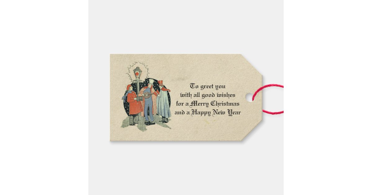 Vintage Victorian Christmas Carolers Holiday Aged Gift Tags | Zazzle.com