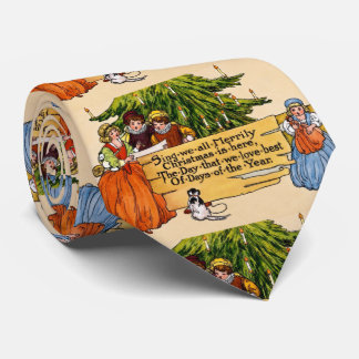 Vintage Victorian Christmas Carolers Illustration Neck Tie