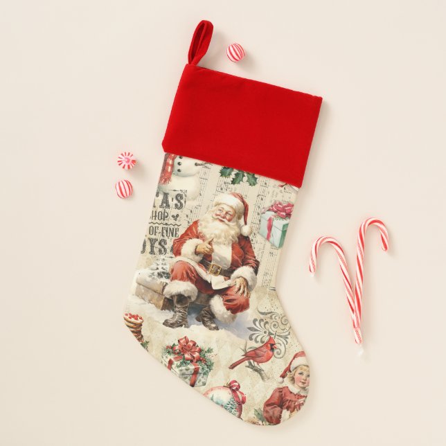 Vintage Victorian Christmas Collage Stocking (Front)