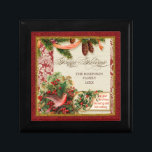 Vintage Victorian Christmas Dove Holly Pine Boughs Jewelry Box<br><div class="desc">COLOR PALETTE: Classic Christmas red, green and gold set the tone for this collection. DESIGN COLLECTION: Vintage Christmas Dove with Holly . Buy this as a gift for your own family or as a Christmas gift for friends, family or co-workers! Or as a corporate gift for business. It's so easy...</div>