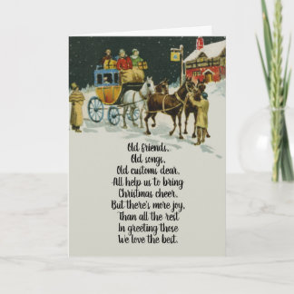 Vintage Victorian Christmas Holiday Carriage Retro Card