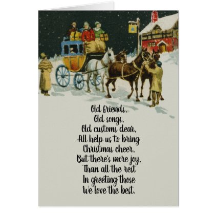 Vintage Victorian Christmas Holiday Carriage Retro Card