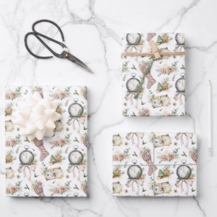 Vintage Victorian Christmas Holiday Wrapping Paper Sheets