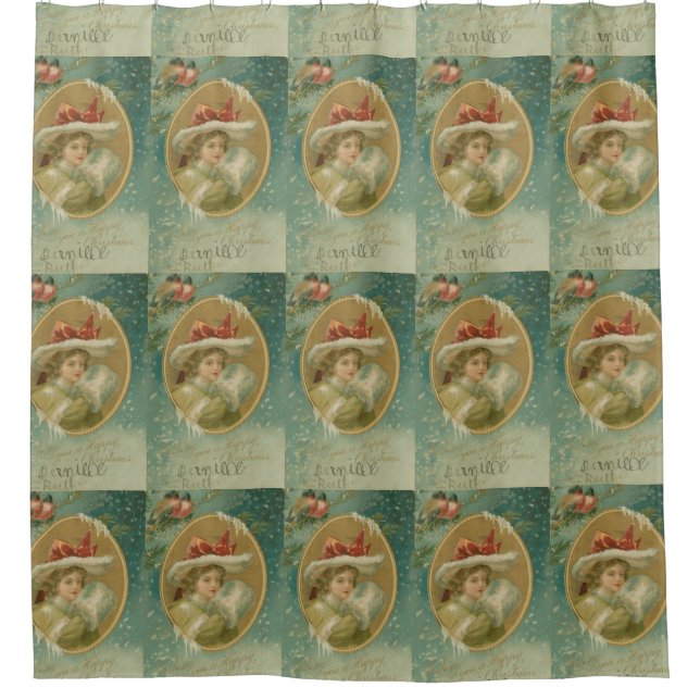 Vintage Victorian Christmas Lady Shower Curtain (Front)