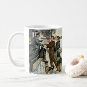 Vintage Victorian Christmas Mailman Delivery Coffee Mug
