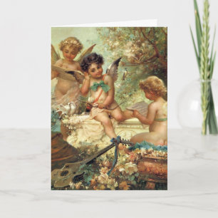 Vintage Victorian Christmas Music Angels by Zatzka Holiday Card