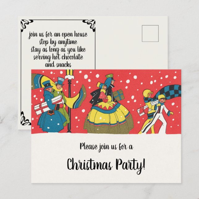 Vintage Victorian Christmas Party Invitation Postcard (Front/Back)