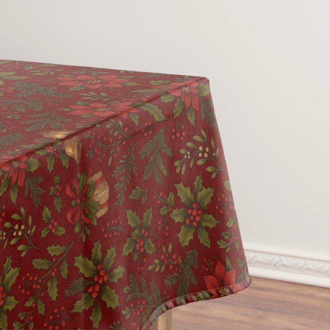 Vintage, Victorian Christmas patterned Tablecloth (In Situ)