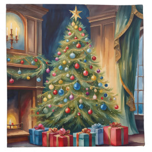 Vintage Victorian Christmas Tree Cloth Napkin