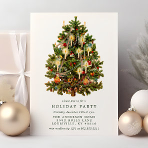 Vintage Victorian Christmas Tree Holiday Party Invitation