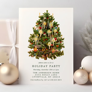 Vintage Victorian Christmas Tree Holiday Party Invitation