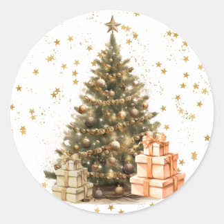 Vintage Victorian Christmas Tree with Gifts Classic Round Sticker