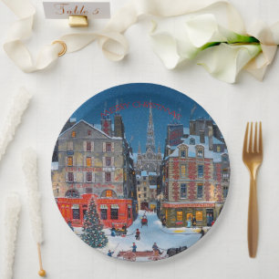 Vintage Victorian Christmas Village Paper Plates