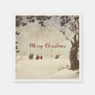 Vintage Victorian Christmas Winter Scene Napkins