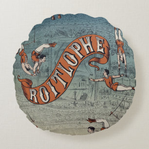 Vintage Victorian Circus Round Pillow