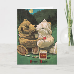 Vintage Victorian Cottagecore Honey Bears Card