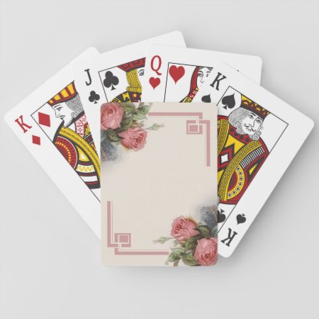Vintage Victorian Crimson Pink Roses Playing Cards