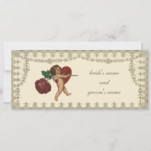 Vintage Victorian Valentine Cupid Red Rose Heart Personalized Announcement