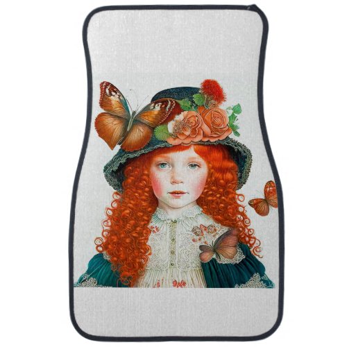 Vintage Victorian Cute Little Girl In Big Hat  Car Floor Mat