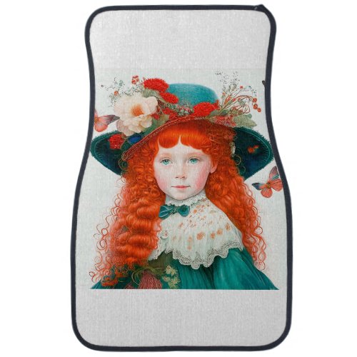 Vintage Victorian Cute Little Girl In Big Hat  Car Floor Mat