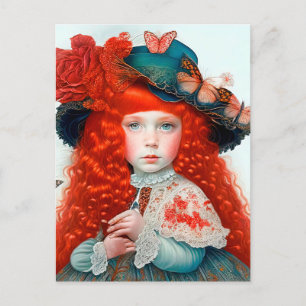 Vintage Victorian Cute Little Girl In Big Hat Postcard