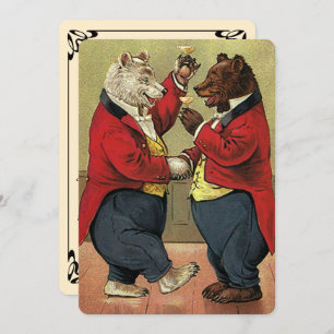 Vintage Victorian Dancing Bears Engagement Party Invitation