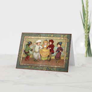 Vintage Victorian Dancing Children Holiday Card
