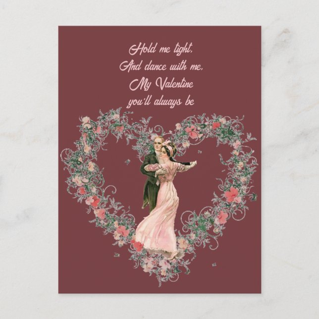 Vintage Victorian Dancing Couple Valentine Postcard (Front)