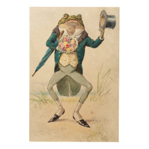 Vintage Victorian Dapper Toad In Morning Dress Wood Wall Art