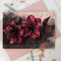 Vintage Victorian Dark Hibiscus Floral Decoupage