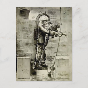 Vintage Victorian Diving Suit Design Postcard
