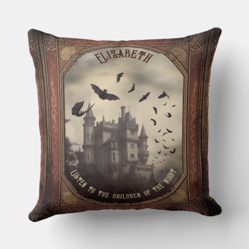 Vintage Victorian Draculas Castle Romantic Gothic Throw Pillow