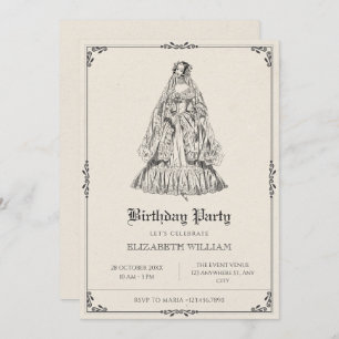 Vintage victorian dress birthday invitation