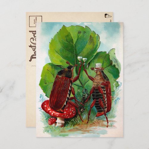Vintage Victorian Drinking Bugs Postcard