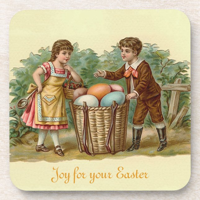 Vintage Victorian Easter Beverage Coaster (Front)