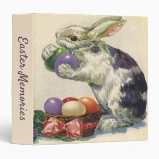 Vintage Victorian Easter Bunny, Flowers and Eggs 3 Ring Binder