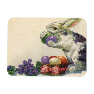 Vintage Victorian Easter Bunny, Flowers and Eggs Magnet