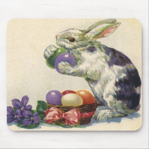 Vintage Victorian Easter Bunny, Flowers and Eggs Mouse Pad