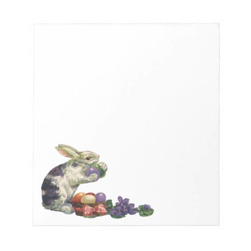 Vintage Victorian Easter Bunny Flowers and Eggs Notepad