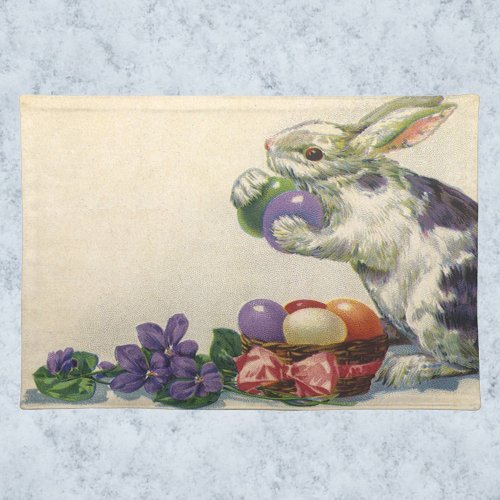 Vintage Victorian Easter Bunny Flowers and Eggs Placemat