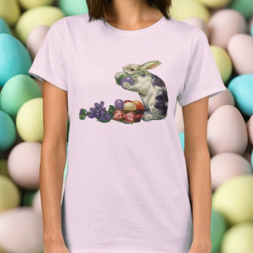 Vintage Victorian Easter Bunny Flowers and Eggs T_Shirt