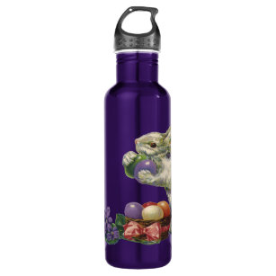 Vintage Victorian Easter Bunny, Flowers and Eggs Water Bottle