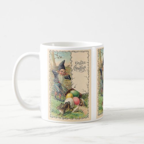 Vintage Victorian Easter Greetings with Gnome Coffee Mug